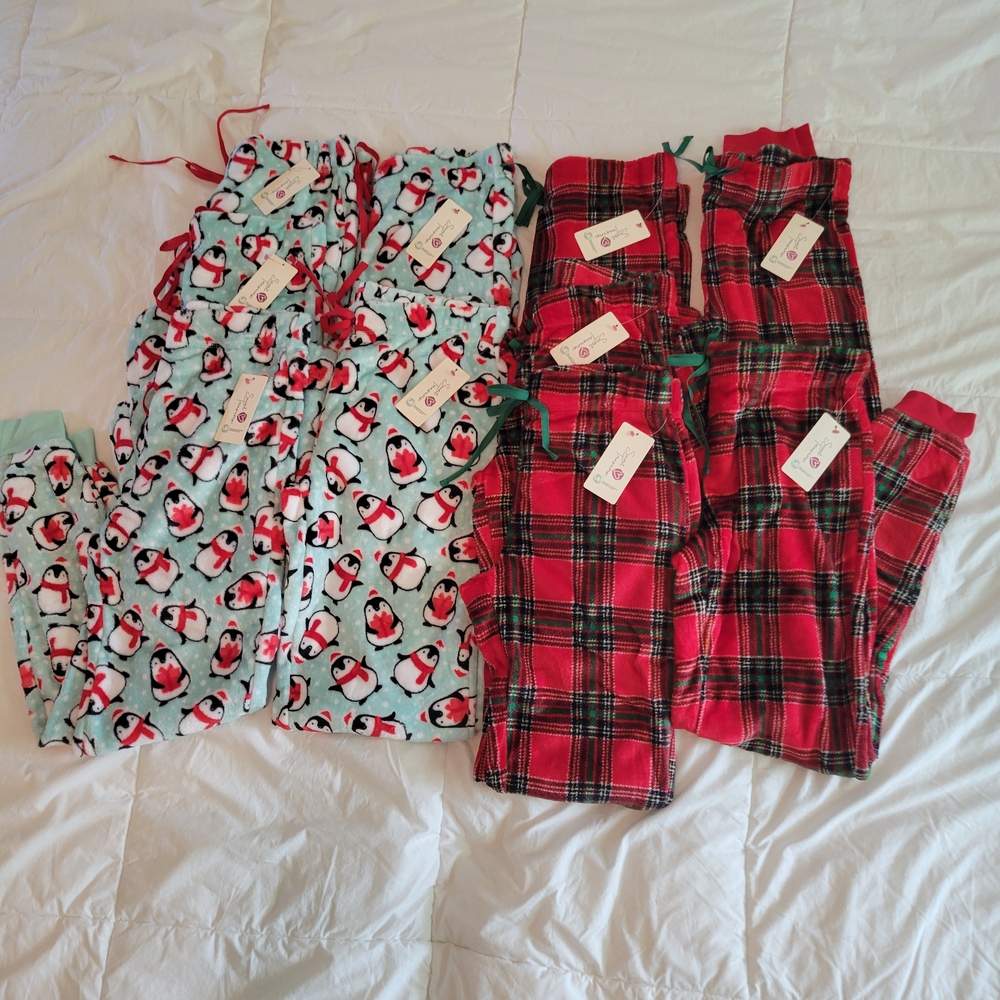 Cozy Penguin and Plaid Womens Pajama Pants BUNDLE
